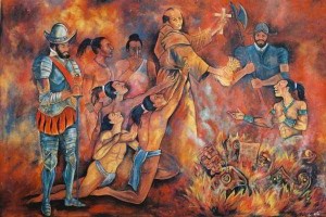 Сожжение индейских книг на аутодафе