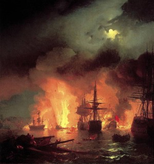 Победа русского флота в Чесменской битве