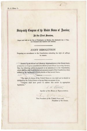Принята Девятнадцатая поправка к Конституции США