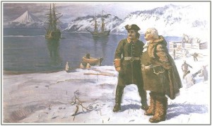 Экспедиция Витуса Беринга отправилась из Охотска на Камчатку