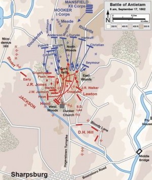 Произошло сражение при Энтитеме также известное на Юге как сражение при Шарпсберге